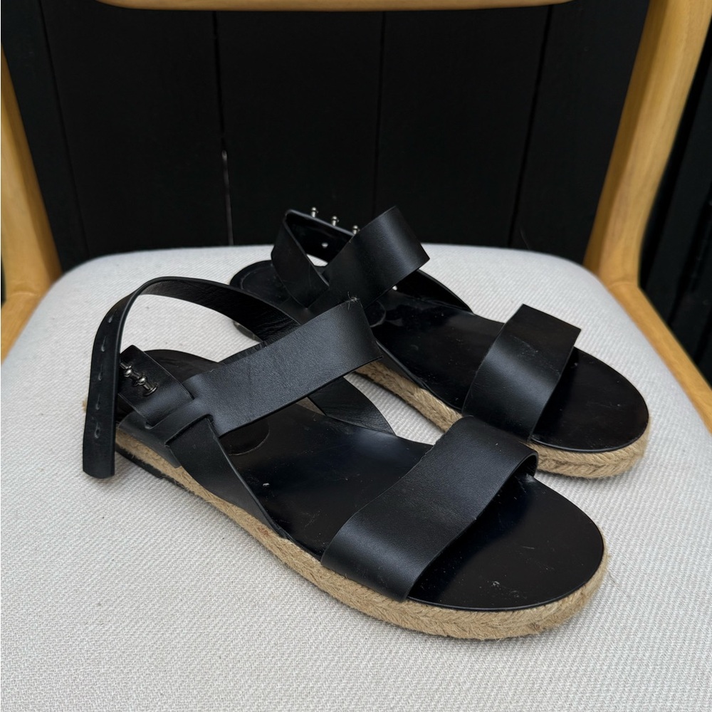 Jenni Kayne Black Leather Espadrille Sandals